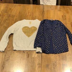 OshKosh B'gosh Gray Sweater and Blue Polka Dot Shirt Set